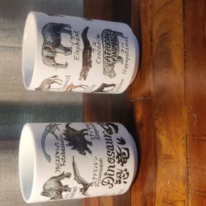 Mino ware Japanese Sushi Yunomi Chawan Tea Cup  Dinosaur & African Animals